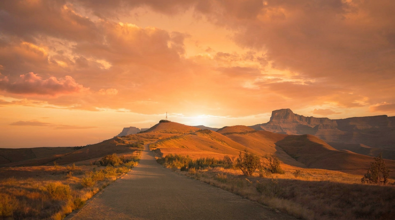 Dramatic South African landscape at dusk